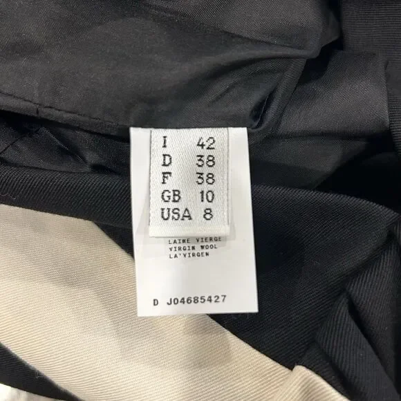 Moschino Main Line Black Cream Striped Dress Virgin Wool Short Sleeve Size 8